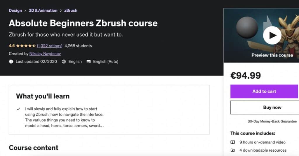 Absolute Beginners Zbrush Course
