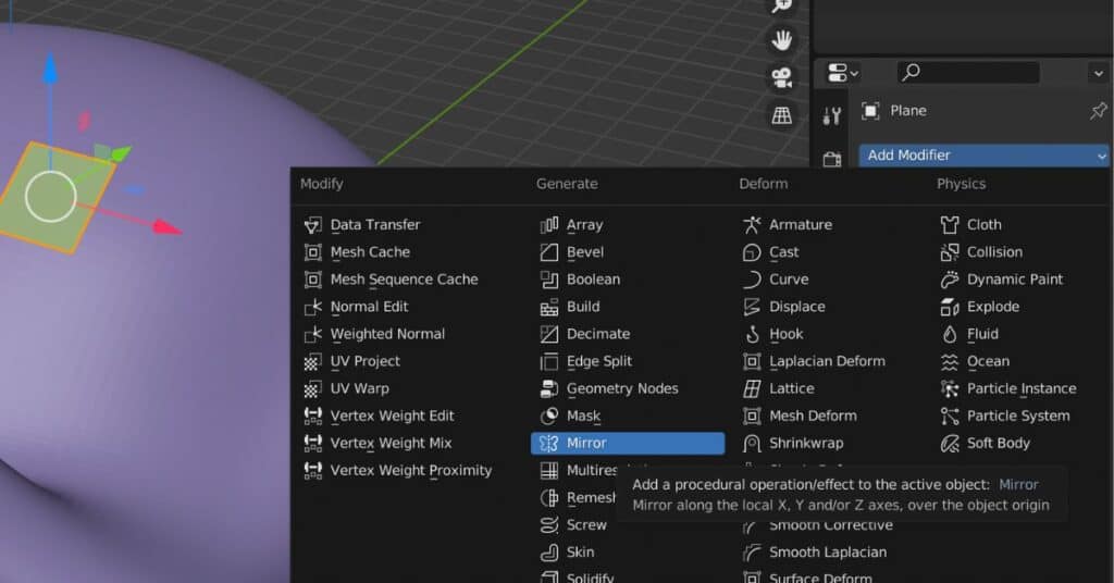 Blender Retopology - Add Mirror Modifier