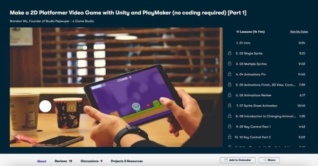 Make a 2D Platformer Video Game with Unity and PlayMaker