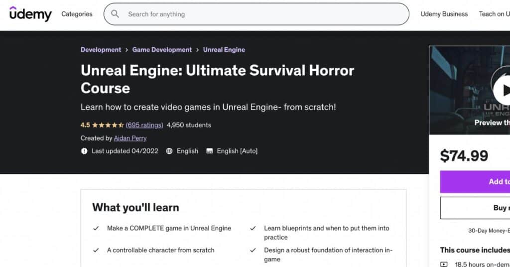 Unreal Engine: Ultimate Survival Horror Course